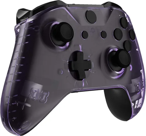 Vista 6 de eXtremeRate Transparent Clear Atomic Purple Faceplate Side Rails for Xbox One Wireless Controller Model 1708, Replacement Front Housing Shell Panels