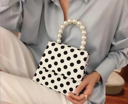 Vista 2 de Bolso de mano de lunares para mujer, bolso cruzado con asa superior