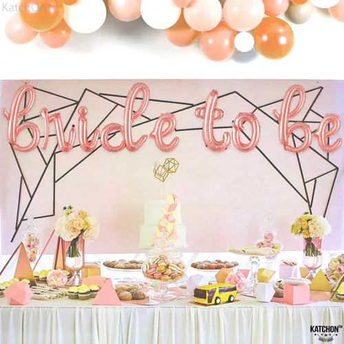 Vista 7 de KatchOn, Globos de oro rosa con texto en inglés "Bride To Be", 16 pulgadas, globos de despedida de soltera para decoraciones de despedida