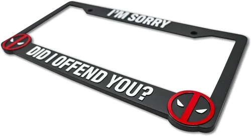 Vista 4 de ¿Did I Offend You? - Marco de matrícula elevado 3D para Deadpool 1 paquete de cubierta de matrícula Soporte universal de matrícula de automóvil