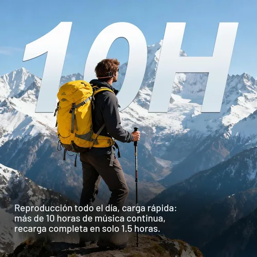 Vista 5 de Auriculares de conducción ósea Bluetooth, IPX7, impermeables, inalámbricos, auriculares abiertos, micrófono integrado, 10 horas de reproducción