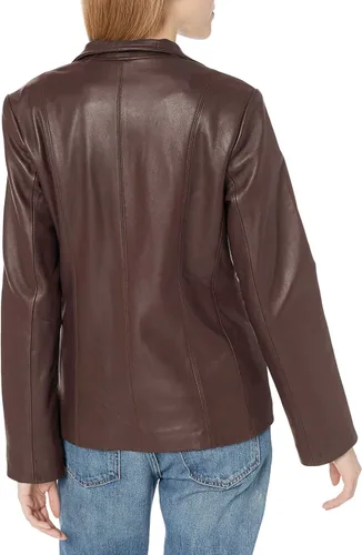 Vista 2 de Cole Haan Chaqueta de cuero con cuello de ala para mujer