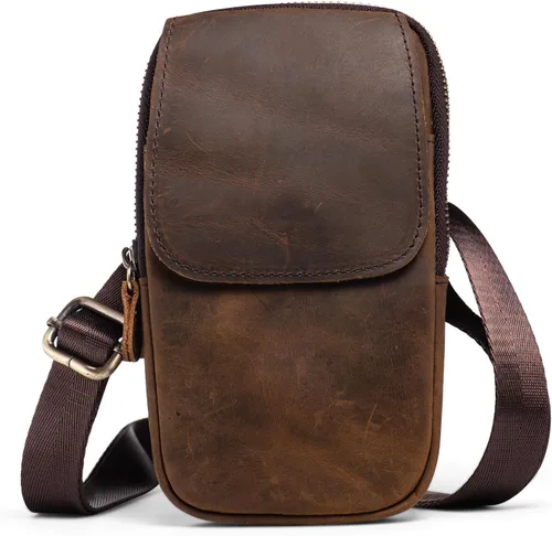 Vista 8 de Funda vertical de cuero para hombre con clip para cinturón, bolsa de mensajero de viaje, bolsa cruzada para iPhone 17 Pro Max 15 Pro Max, Samsung