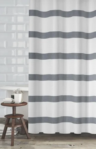Vista 8 de Cortinas de ducha de tela para baño (seda sintética negra con círculos cortados con láser)
