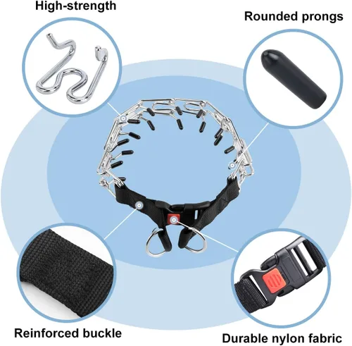 Vista 3 de Collar de punta para perro, collar de entrenamiento ajustable para perros con hebilla de liberación rápida para perros pequeños, medianos y grandes