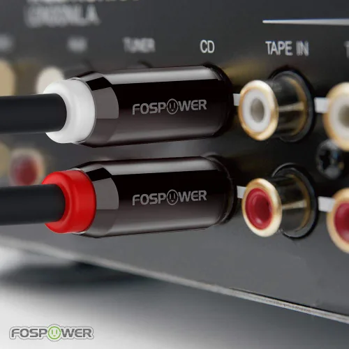 Vista 6 de FosPower Cable de 3.5mm a RCA (183 cm), Cable de audio RCA chapado en oro de 24K macho a macho, cable auxiliar estéreo [izquierdo/derecho] adaptador