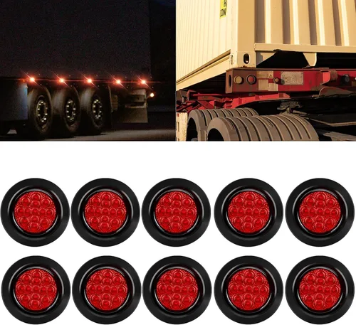 Vista 9 de 10 Piezas Luces LED Marcadoras de Separación Redondas para Remolque de 2", 4 LED Empotradas con Ojales de Goma y Cables con Conectores de 2 Clavijas