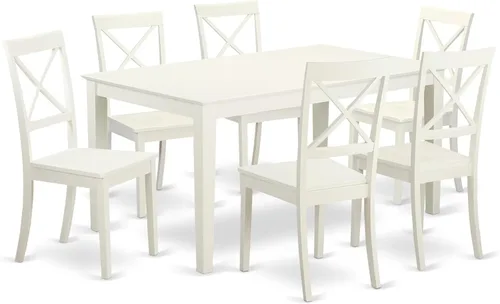 Vista 14 de East West Furniture CABO5-LWH-LC - Juego de mesa de comedor moderno de 5 piezas, incluye una mesa rectangular de madera y 4 sillas de comedor