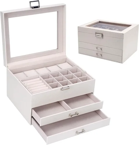 Vista 2 de ATAIMEISEN Joyero, caja de reloj, organizador de relojes, caja de almacenamiento de joyas, almacenamiento y organización, reloj de 4 capas
