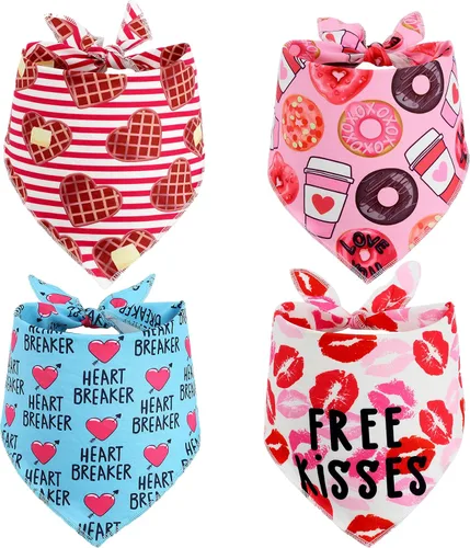 Vista 6 de Bandana para perro del día de San Valentín, bandana de corazón para perros