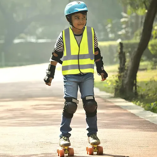 Vista 5 de AYKRM Chaleco de alta visibilidad para niños chaleco de seguridad reflectante de alta visibilidad