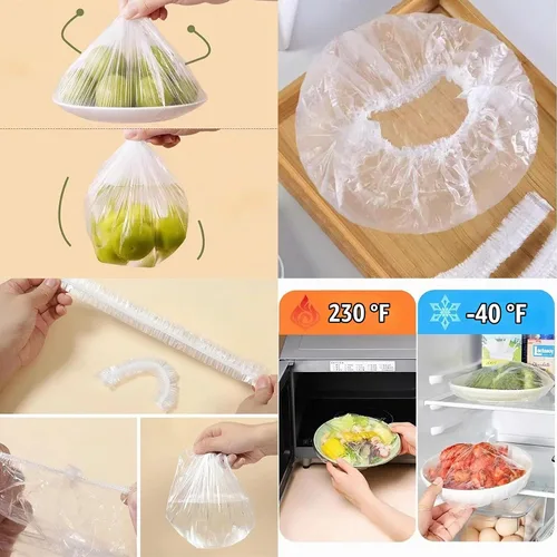 Vista 4 de 300 fundas elásticas reutilizables para alimentos, cubiertas elásticas para cuencos y platos para almacenamiento de alimentos a prueba de pan