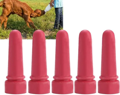 Vista 5 de Bebida de leche de ternero, 5 piezas de suministros de alimentación de animales de vaca pequeña pezón de leche de ternero 2.7 in de longitud de goma