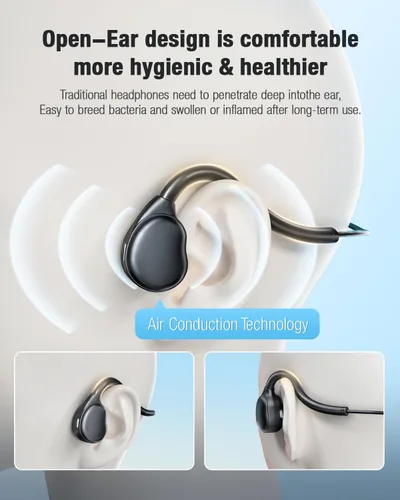 Vista 2 de Auriculares de oreja abierta de 0.138 in con micrófono, conexión USB de 0.138 in+conexión USB, auriculares con cable de conducción de aire