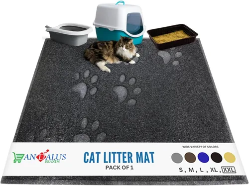 Vista 11 de Andalus Tapete Pequeño para Arena de Gatos, Paquete de 2 - Impermeable, Antideslizante y Fácil de Limpiar, Tapete para Caja de Arena de Gatos