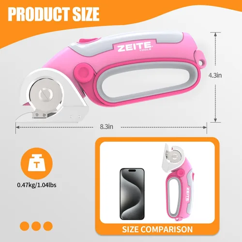 Vista 3 de ZEITE Tijeras eléctricas inalámbricas de 4 V con 2 cuchillas, 1 estuche de almacenamiento, 1 cable de carga USB, cortador giratorio para caja