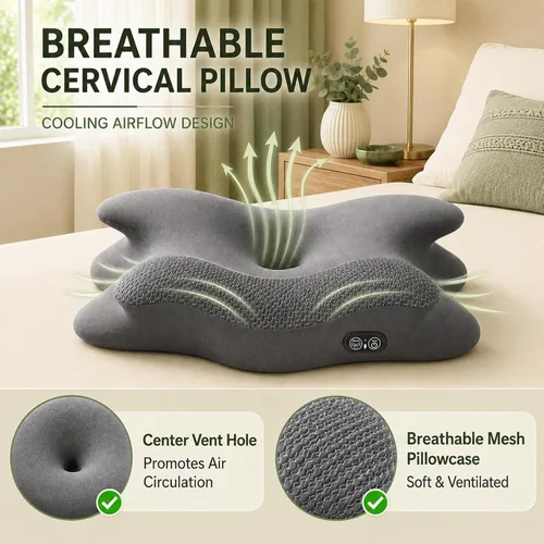 Vista 4 de Almohada cervical 2 en 1 para aliviar el dolor de cuello con calefacción