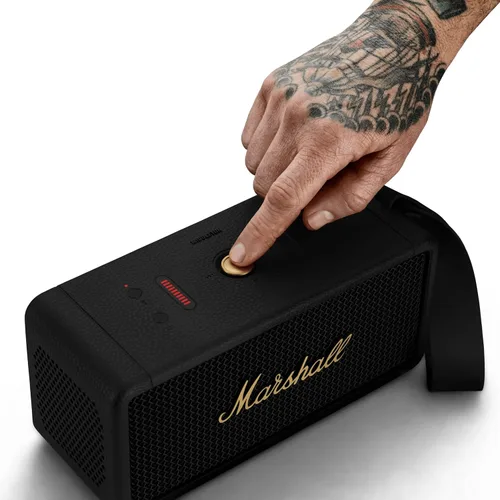 Vista 7 de Marshall Middleton - Parlante Bluetooth portátil, color negro y latón Crema