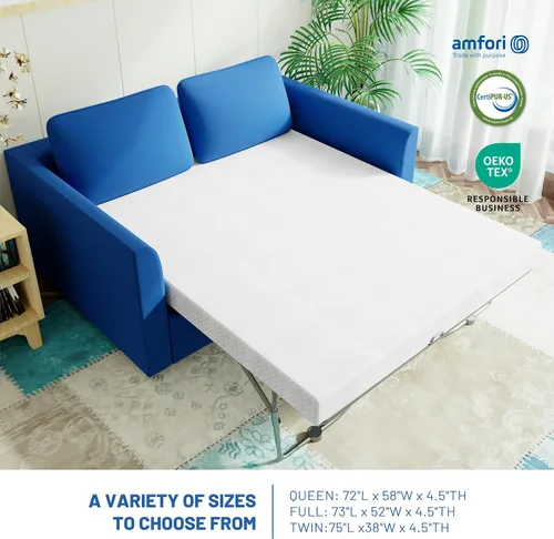 Vista 3 de Colchón de repuesto de espuma viscoelástica de gel frío de 4.5 pulgadas para sofá cama y sofás cama - Tamaño individual CertiPUR-US Certificado