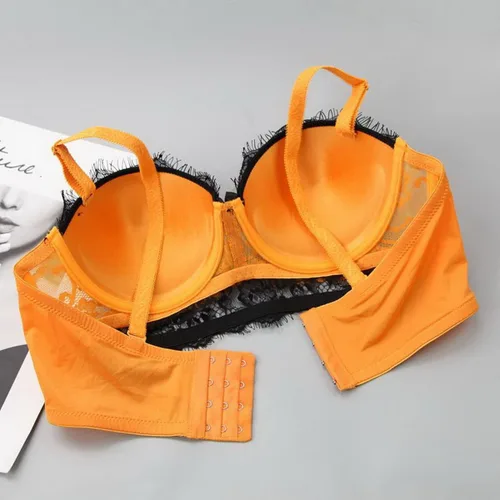 Vista 6 de Swbreety Conjunto de brasier y bragas de encaje para mujer, conjuntos de lencería de encaje floral con aros