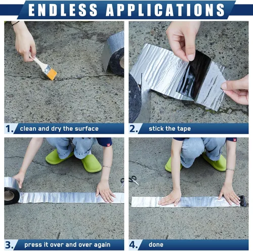 Vista 4 de Frienda 2 rollos de cinta intermitente impermeable de 32 pies de cinta autoadhesiva para reparación de asfalto para ventanas, techos, puertas