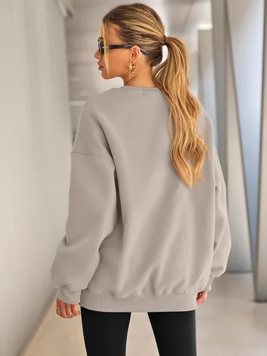 Vista 4 de EFAN - Sudaderas extragrandes para mujer, de vellón con capucha y cuello redondo, suéteres informales y cómodos, ropa de moda para invierno