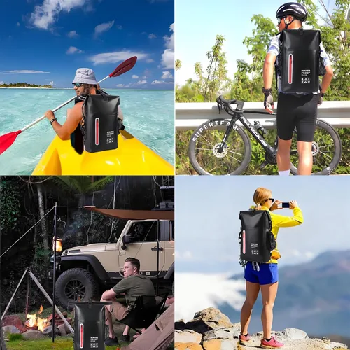 Vista 3 de Mochila impermeable, mochila impermeable flotante, bolsa a prueba de humedad al aire libre, ideal para actividades de playa