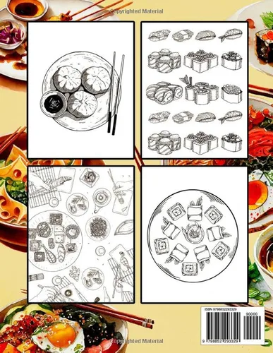 Vista 2 de Anime Food Coloring Book Tasty and Colorful Anime Food Art Adult Coloring Book, Exploring Kawaii Manga Delights like Sushi, Ramen, Tempura