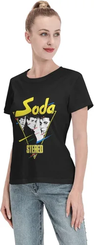 Vista 4 de Soda - Camisetas estéreo para mujer, ajuste holgado, casual, de algodón, cómodas, cuello redondo, manga corta, ropa