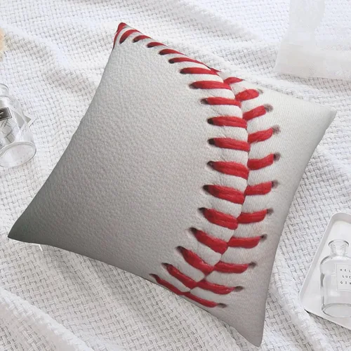 Vista 5 de Funda de almohada cuadrada y acogedora de béisbol, moderna, neutra, decoración del hogar, para sala de estar, sofá, automóvil, 18 x 18 pulgadas
