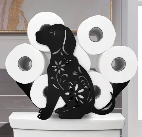 Vista 13 de Black Bear - Soporte de papel higiénico de metal, divertido soporte de papel de animales para baños, organizador independiente con capacidad para 8