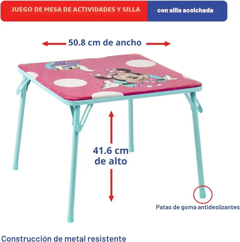 Vista 2 de Jakks Pacific Minnie Jr - Juego de mesa de actividades con una silla, verde azulado y rojo