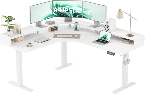 Vista 25 de Agilestic Escritorio de Pie en Forma de L de 59 Pulgadas de Altura Ajustable, Escritorio de Esquina Eléctrico de Pie, Mesa de Computadora Sit Stand