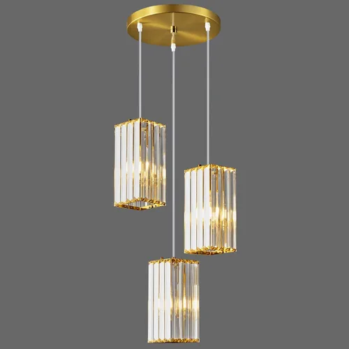Vista 7 de Lámpara colgante moderna cromada rectangular de iluminación colgante mini candelabros de cristal, lámpara colgante ajustable para cocina, isla