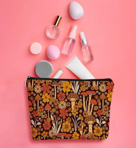 Vista 3 de BARPER Bolsa de maquillaje de hongos - Regalos para mujeres hippies, cosas de hongos, mushroom 1, Vintage