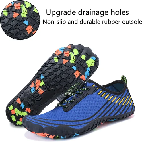 Vista 5 de MAYZERO Zapatos de agua para hombres y mujeres, zapatos de surf, playa, piscina, zapatos de punta ancha, senderismo, zapatos de agua, zapatillas