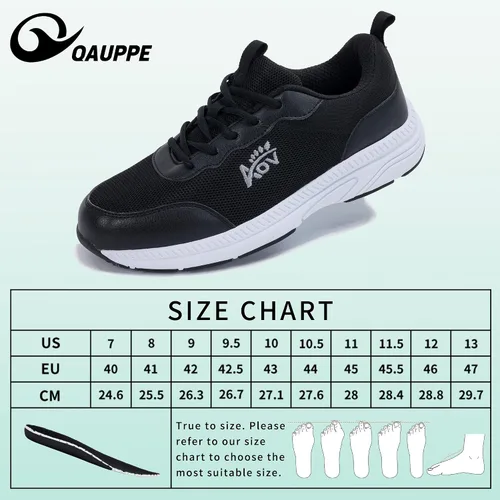 Vista 7 de QAUPPE Zapatos para fascitis plantar para hombre, tenis anchos para caminar diabéticos con soporte de arco acolchado para pies hinchados US7-13