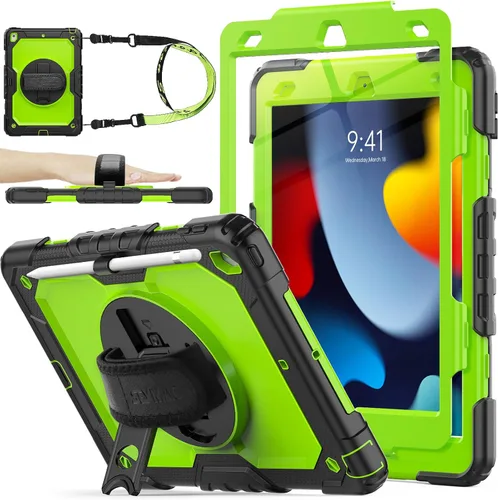 Vista 14 de SEYMAC stock Funda para iPad de 9ª/8ª/7ª generación de 10.2", a prueba de golpes con protector de pantalla, soporte para lápiz