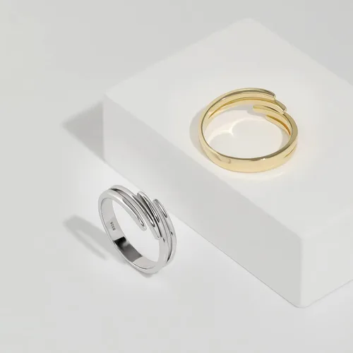 Vista 4 de Meissa Anillo de plata de ley para el pulgar para mujer, anillos de abrazo hechos a mano, apilable, tamaño ajustable
