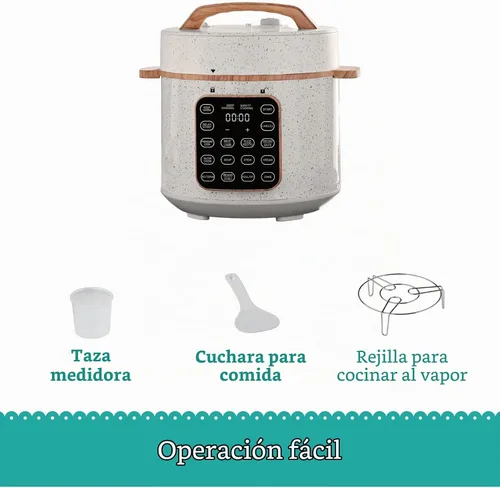 Vista 3 de Olla a presión eléctrica, multicocina programable 7 en 1, olla de cocción lenta de acero inoxidable de 6 cuartos de galón, arrocera, vaporera