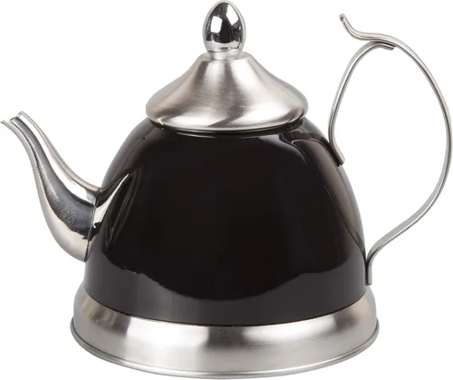 Vista 8 de Creative Home Nobili-Tea - Tetera de acero inoxidable de 1.0 cuartos de galón con cesta infusora y parte inferior de aluminio capsulado para una