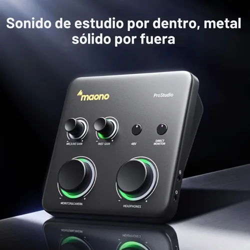 Vista 9 de MAONO P1 USB Audio Interface with 70dB Gain for PC, Phone, iPad & Guitar