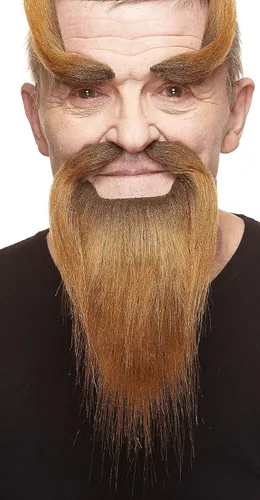 Vista 21 de Mustaches Fake Facial Hair Set, Beard, Eyebrows, Self-Adhesive Rey medieval negro