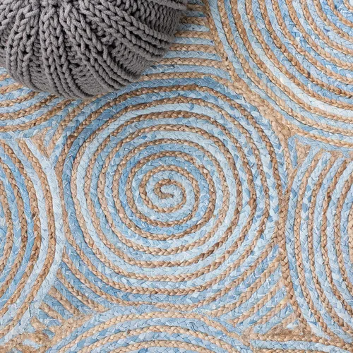 Vista 4 de SAFAVIEH Cape Cod Collection - Alfombra decorativa de 3 x 5 pies, natural y azul, hecho a mano, bohemio trenzado de yute, ideal para zonas de alto
