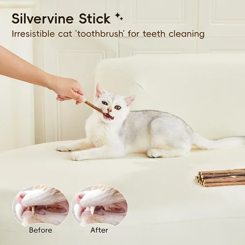 Vista 4 de Potaroma Juego de juguetes naturales para gatos con hierba gatera Silvervine y fruta con carcasa de felpa, juguetes orgánicos para gatitos