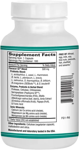 Vista 3 de Floracor - Probióticos y enzimas para apoyar la salud intestinal y intestinal - 180 cápsulas vegetarianas