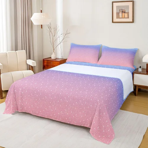 Vista 29 de Juego de sábana bajera ajustable de teñido anudado para niñas, juego de ropa de cama con diseño de arco iris degradado de arcoíris, lindo juego