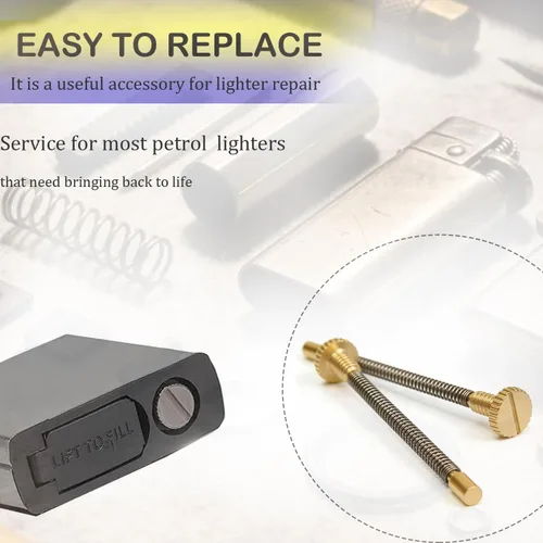 Vista 4 de Kit de reparación de repuesto para encendedores, 0.098 x 1.929 in/0.1 x 1.93 pulgadas, resorte de tornillo y placa base para accesorios