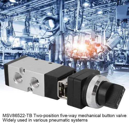 Vista 2 de Msv86522-Tb Válvula de interruptor de válvula de botón mecánico de 5 vías de 2 posiciones para sistema neumático Válvula de botón mecánica de 5 vías