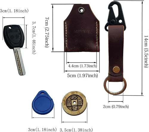 Vista 4 de Funda de cuero hecha a mano para llavero con funda para llavero de estilo vintage, accesorios elegantes, funda protectora para llaves